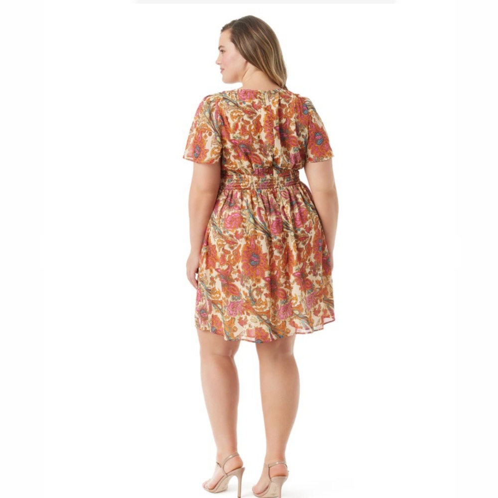 Jessica Simpson Apricot Vilma Button Front Dress Size 2X - Picture 3 of 12